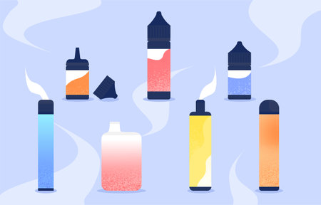 Set of electronic cigarettes vector conceptのイラスト素材