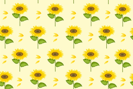 Seamless pattern with sunflowers vector conceptのイラスト素材