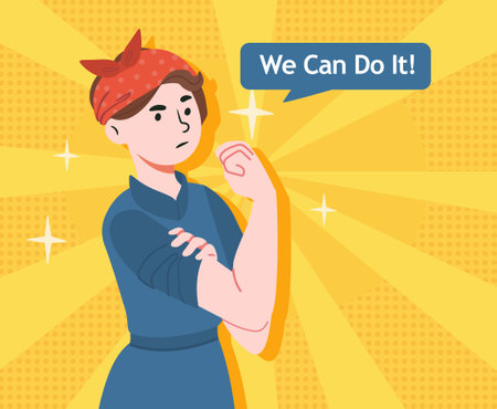 We can do it woman vector conceptのイラスト素材