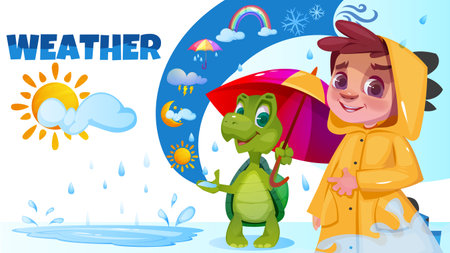 Web banner with rainy day weather vectorのイラスト素材