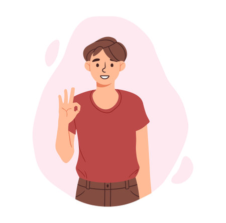 Man with OK pose vector conceptのイラスト素材
