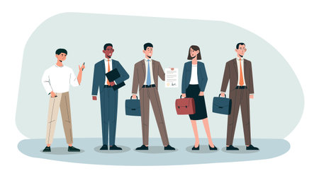 Crowd of people waiting in queue vectorのイラスト素材