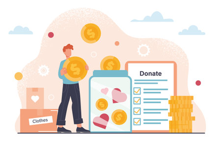Man with donate vector conceptのイラスト素材