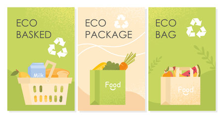 Eco package posters vector setのイラスト素材