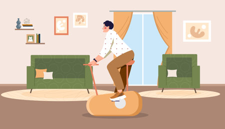 Exercise bike at home vector conceptのイラスト素材