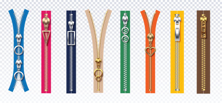 Set of fashion zippers vectorのイラスト素材