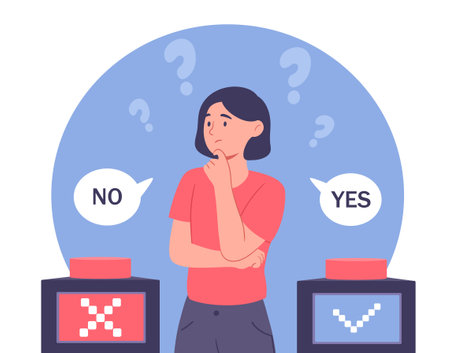 Woman make choice vector conceptのイラスト素材