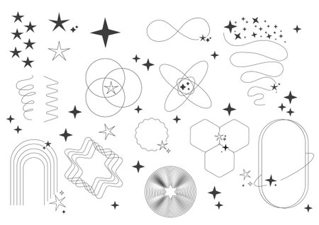 Minimalist aesthetic lines vector setのイラスト素材