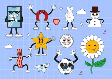 Set of retro stickers vector conceptのイラスト素材