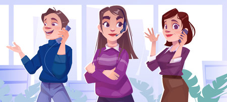 Call center employees vectorのイラスト素材