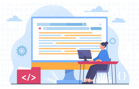 Woman developer with code vector conceptのイラスト素材