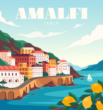Coast of italy poster vectorのイラスト素材