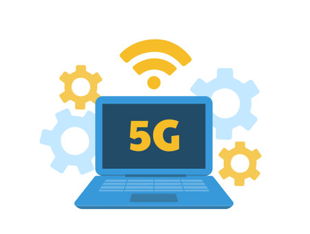 5G device laptop vector conceptのイラスト素材