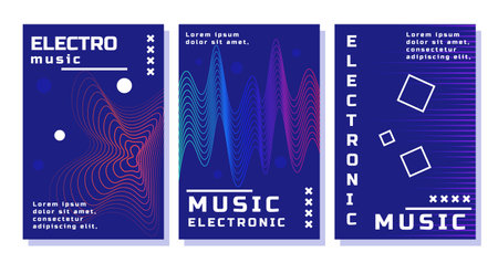 Electronic sounds vector posters setのイラスト素材