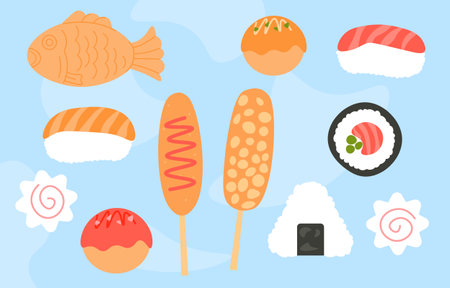 Korean food vector setのイラスト素材