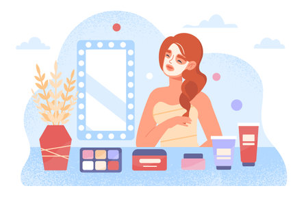 Woman with skin care vector conceptのイラスト素材