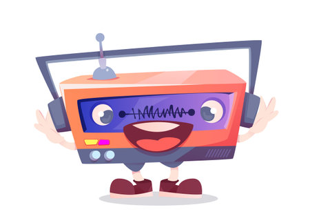 Portable retro audio receiver. Vector illustrationのイラスト素材