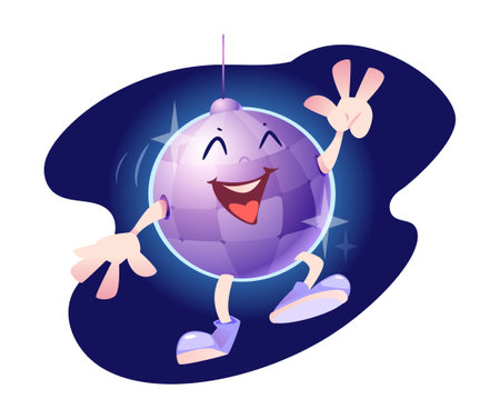 Disco ball in the form of a humanized funny characterのイラスト素材