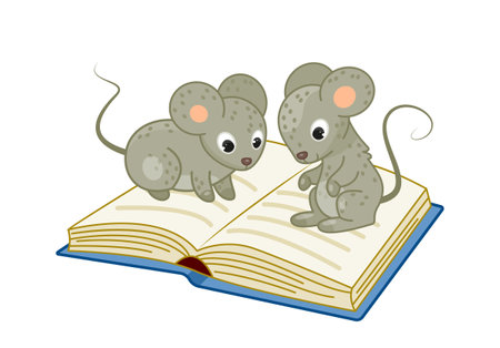 Funny animal read book vectorのイラスト素材