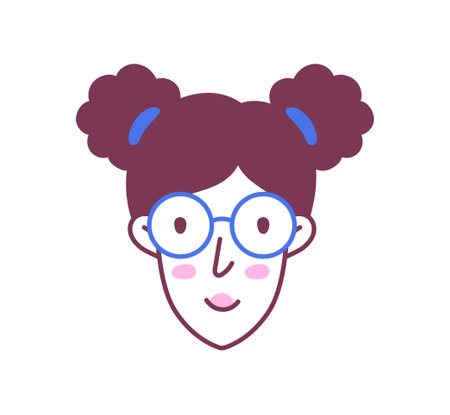 Female hairstyle doodle vector avatarのイラスト素材