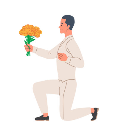 Man gives flowers vector sceneのイラスト素材