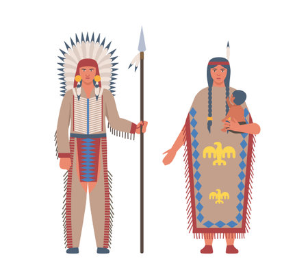 Native american character vectorのイラスト素材