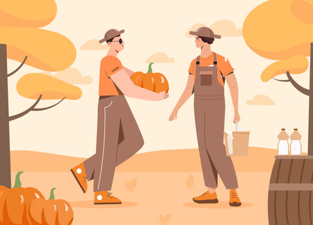 Farmers with harvest vector conceptのイラスト素材