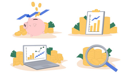 Set of financial work vectorのイラスト素材