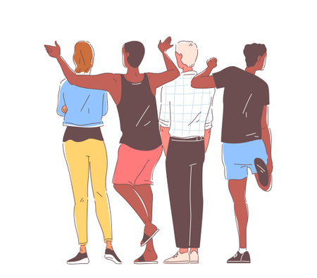 Friends from behind vector conceptのイラスト素材