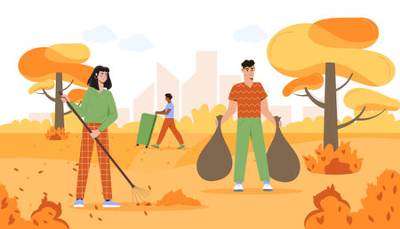 People with seasonal cleaning vector conceptのイラスト素材