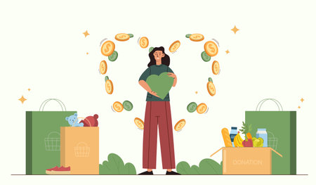 Woman with donation vector conceptのイラスト素材