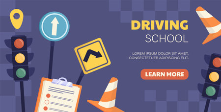 Driving school poster vectorのイラスト素材