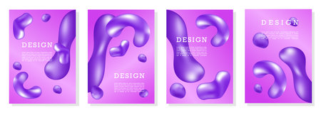 Fluid posters vector setのイラスト素材
