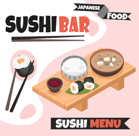 Banner with sushi vectorのイラスト素材