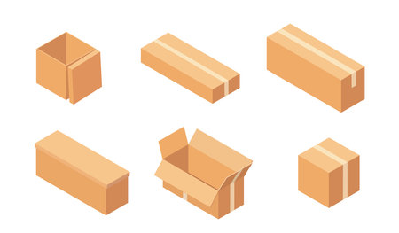 Cardboard boxes vector setのイラスト素材