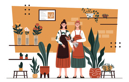 Florist seller team vector conceptのイラスト素材