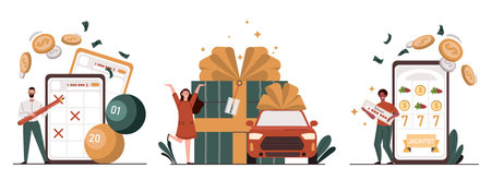 Lottery win vector setのイラスト素材