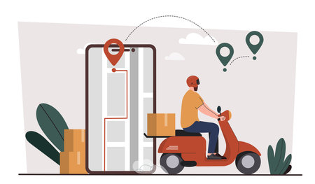 Scooter delivery man vectorのイラスト素材