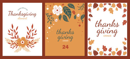 Thanksgiving posters vector setのイラスト素材