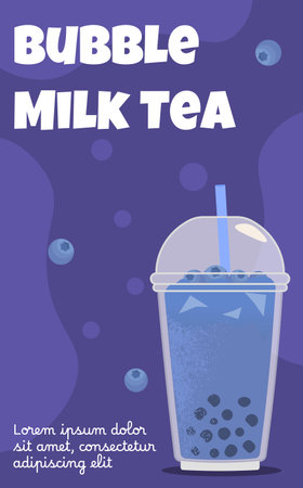 Banner bubble milk tea vectorのイラスト素材