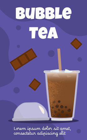 Banner bubble milk tea vectorのイラスト素材