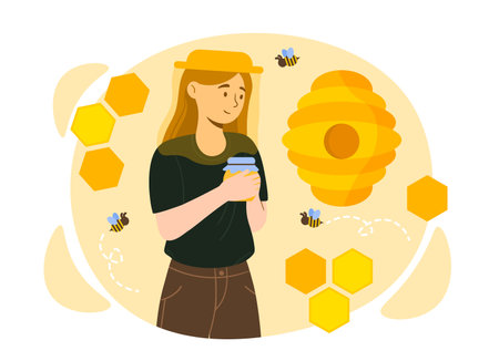 Beekeeper with apiary vector conceptのイラスト素材