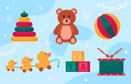 Christmas toys vector setのイラスト素材
