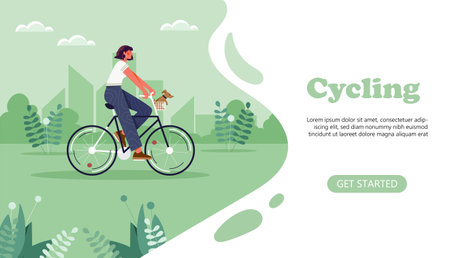 Woman cycling vector posterのイラスト素材
