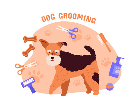 Dog grooming vector conceptのイラスト素材
