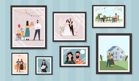 Family portrait pictures vector setのイラスト素材