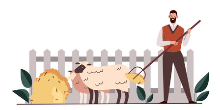 Farmer sheep vector conceptのイラスト素材