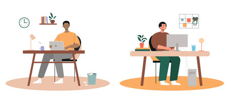 Set of freelancers vectorのイラスト素材