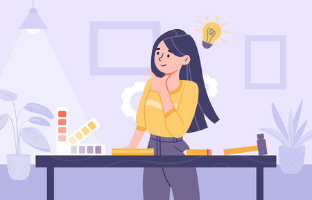 Interior designer at workplace vectorのイラスト素材