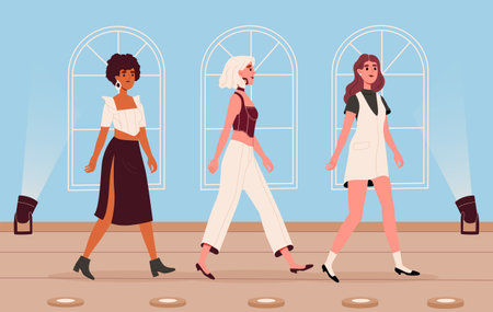Models at podium vector conceptのイラスト素材